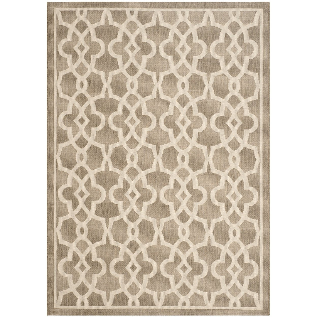 SAFAVIEH Indoor Outdoor CY6071-242 Courtyard Mocha / Beige Rug Image 1