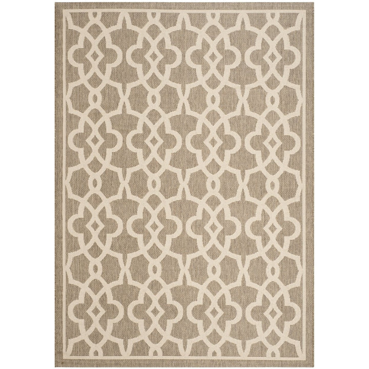 SAFAVIEH Indoor Outdoor CY6071-242 Courtyard Mocha / Beige Rug Image 1