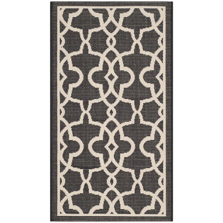 SAFAVIEH Indoor Outdoor CY6071-266 Courtyard Black / Beige Rug Image 1