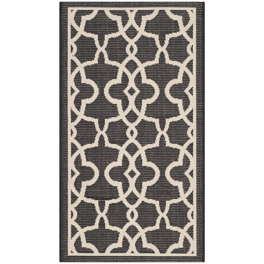 SAFAVIEH Indoor Outdoor CY6071-266 Courtyard Black / Beige Rug Image 1