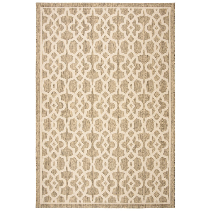 SAFAVIEH Indoor Outdoor CY6071-242 Courtyard Mocha / Beige Rug Image 1