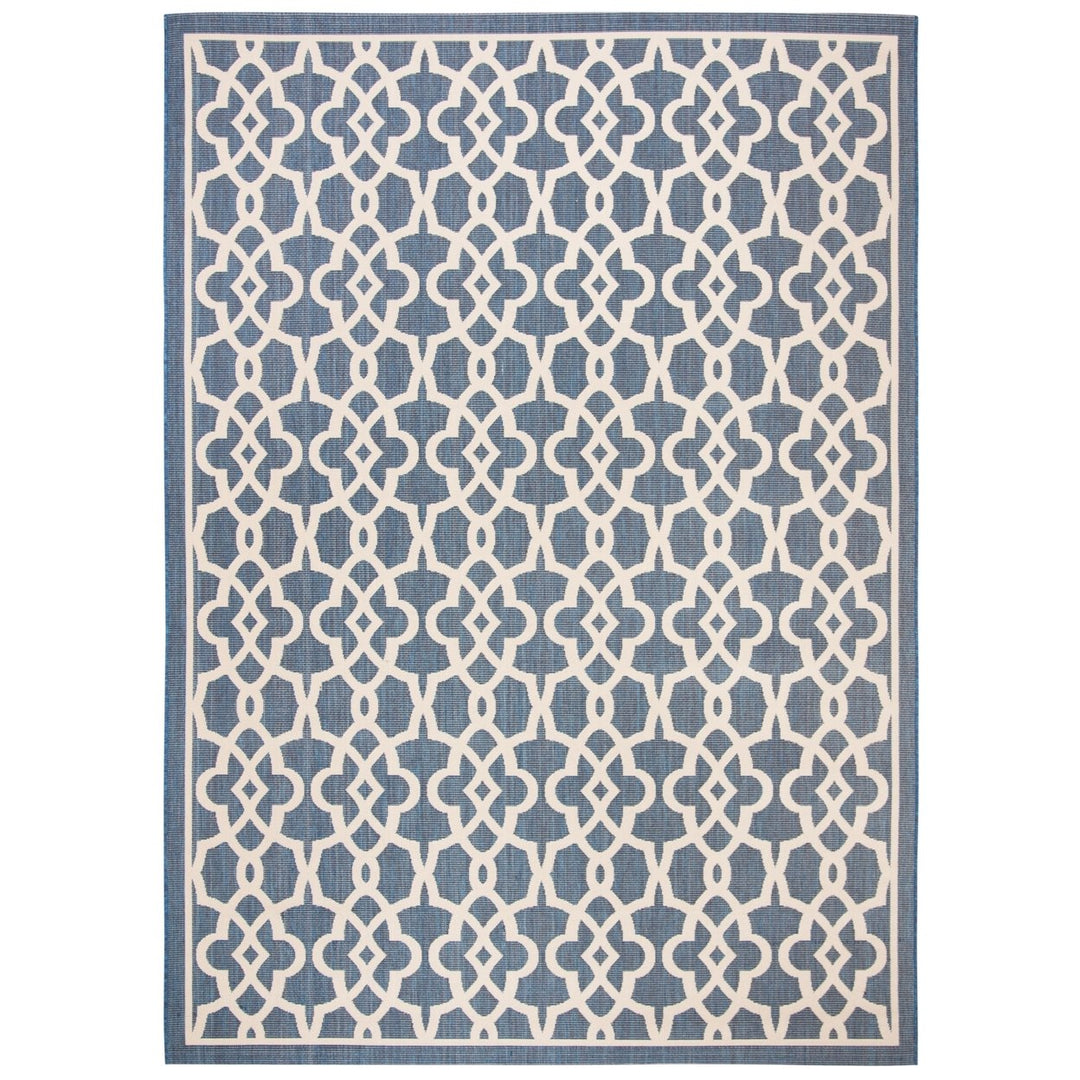 SAFAVIEH Indoor Outdoor CY6071-268 Courtyard Navy / Beige Rug Image 1