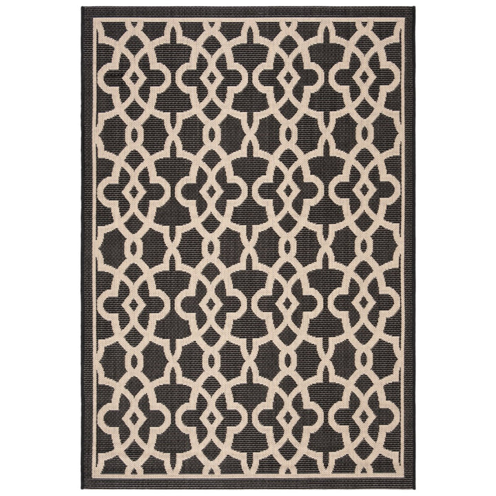 SAFAVIEH Indoor Outdoor CY6071-266 Courtyard Black / Beige Rug Image 1