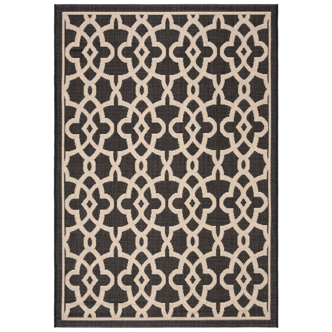 SAFAVIEH Indoor Outdoor CY6071-266 Courtyard Black / Beige Rug Image 1