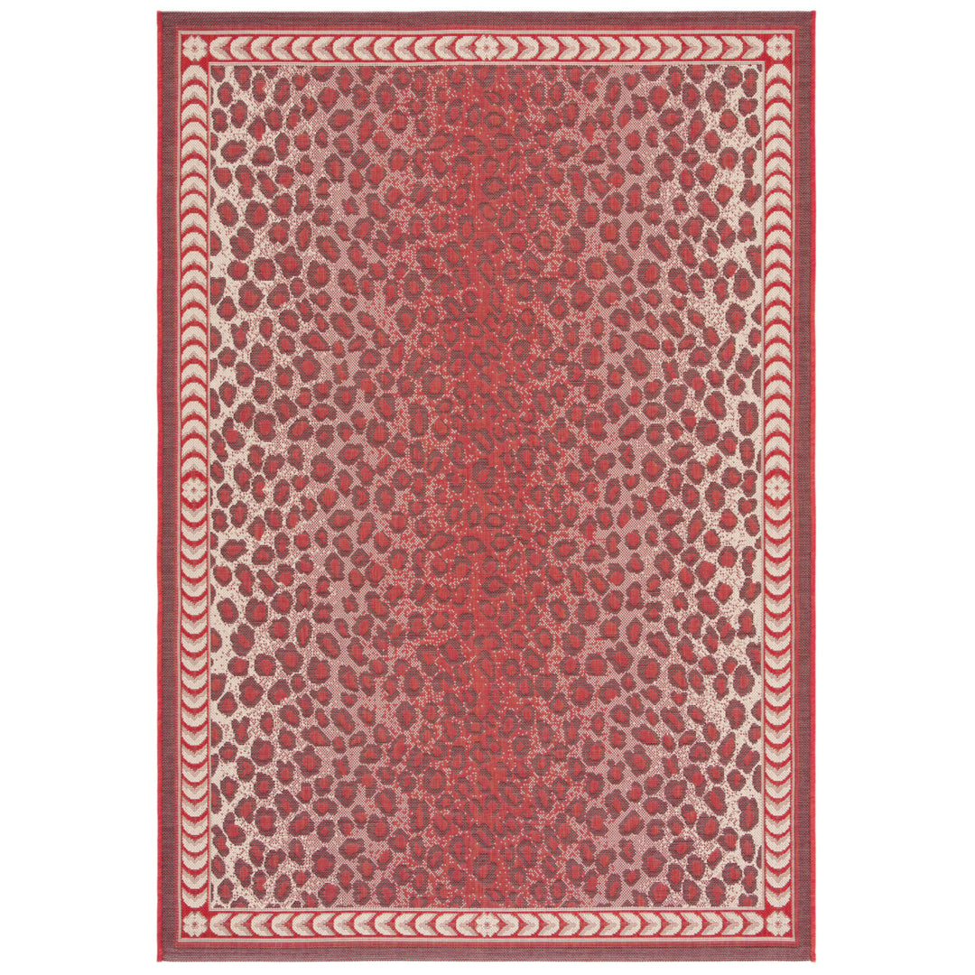 SAFAVIEH Outdoor CY6100-23812 Courtyard Red / Beige Rug Image 1