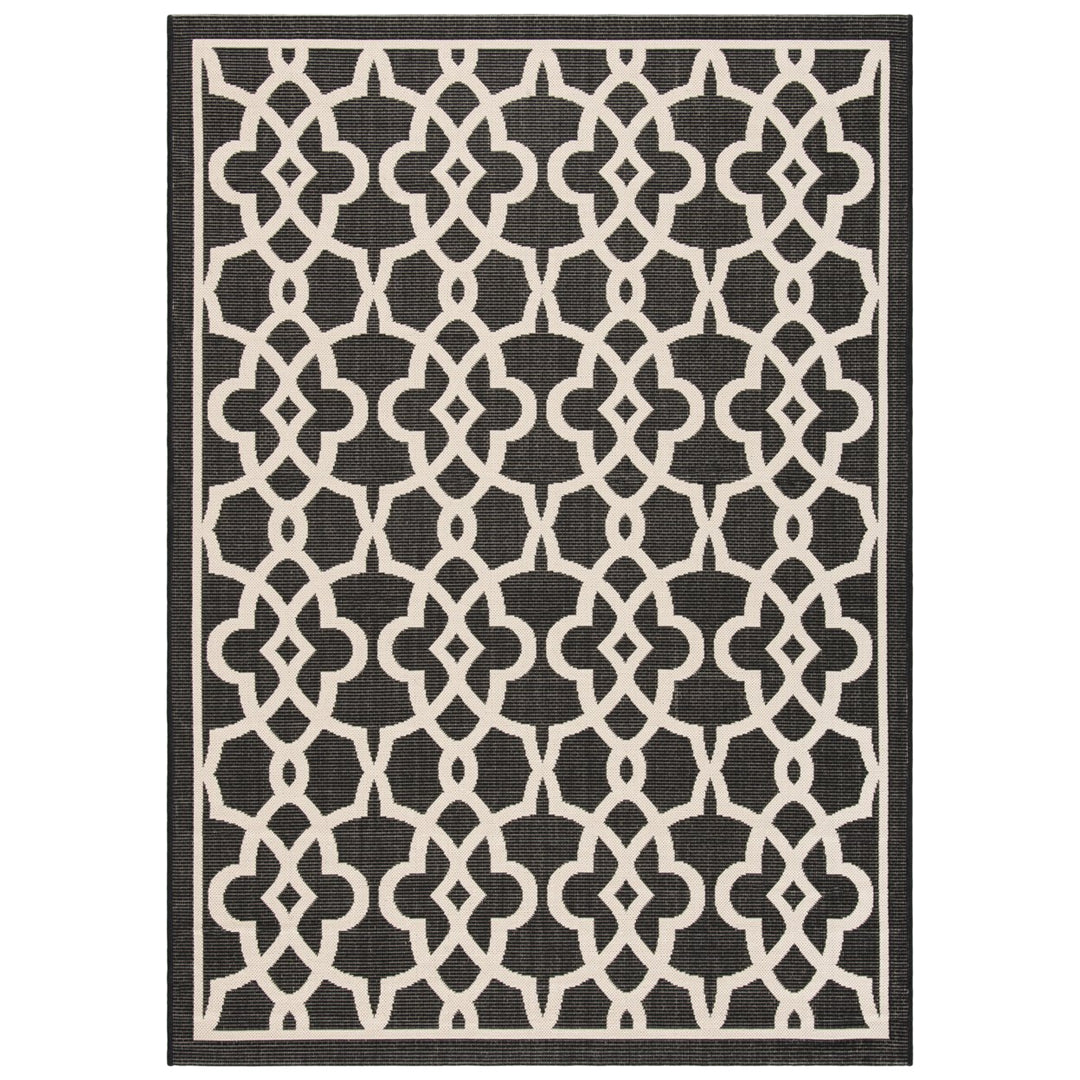 SAFAVIEH Indoor Outdoor CY6071-266 Courtyard Black / Beige Rug Image 1