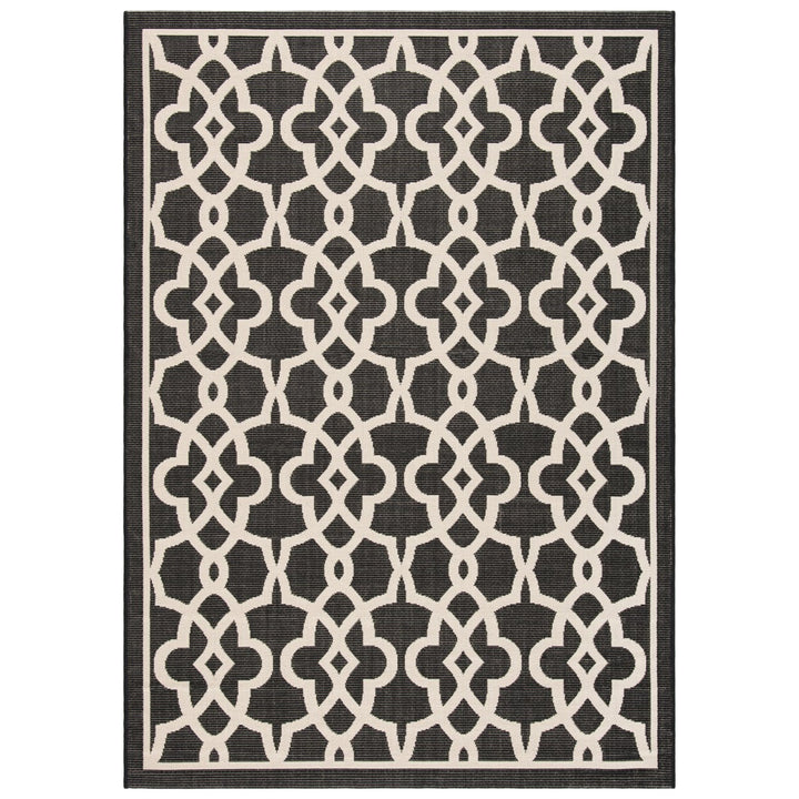 SAFAVIEH Indoor Outdoor CY6071-266 Courtyard Black / Beige Rug Image 1