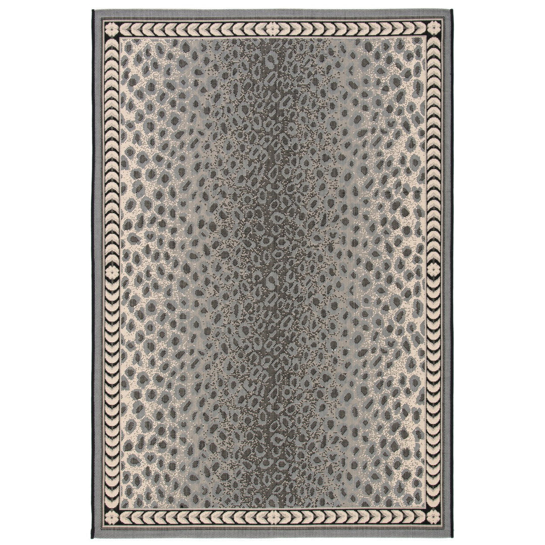 SAFAVIEH Outdoor CY6100-25612 Courtyard Grey / Black Rug Image 1