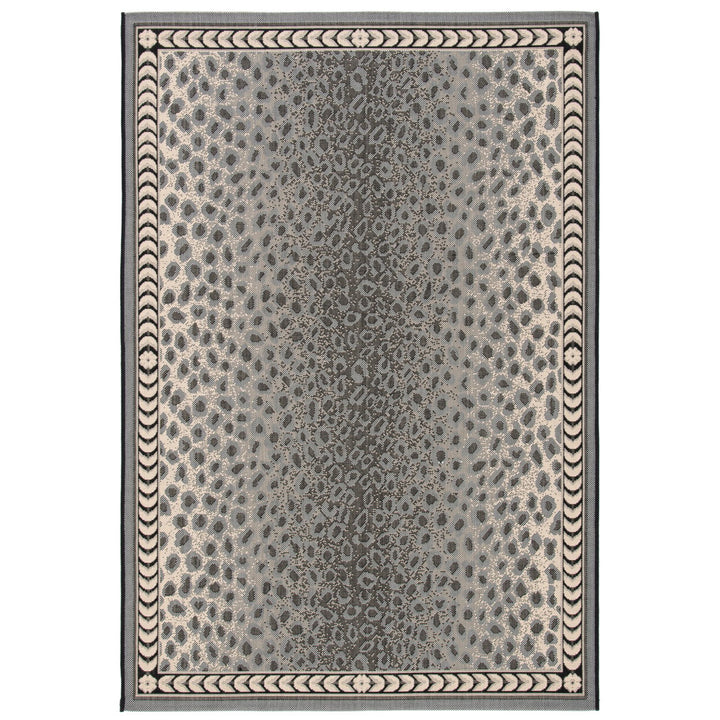 SAFAVIEH Outdoor CY6100-25612 Courtyard Grey / Black Rug Image 1