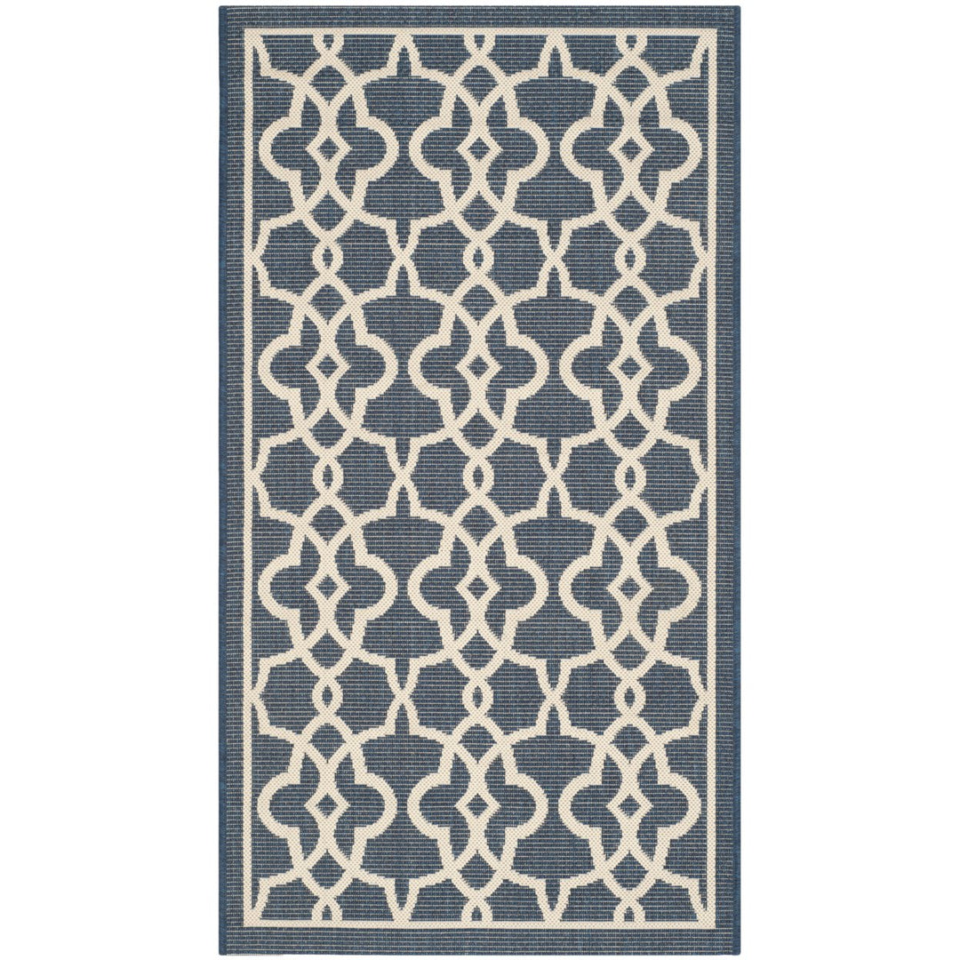 SAFAVIEH Indoor Outdoor CY6071-268 Courtyard Navy / Beige Rug Image 1