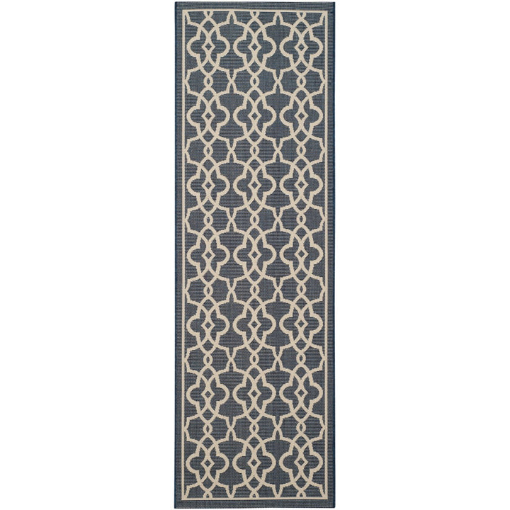 SAFAVIEH Indoor Outdoor CY6071-268 Courtyard Navy / Beige Rug Image 1