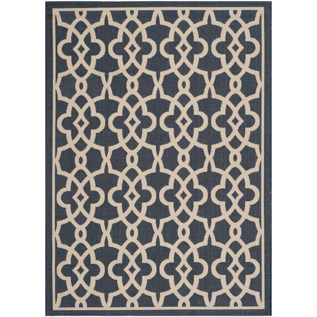 SAFAVIEH Indoor Outdoor CY6071-268 Courtyard Navy / Beige Rug Image 1