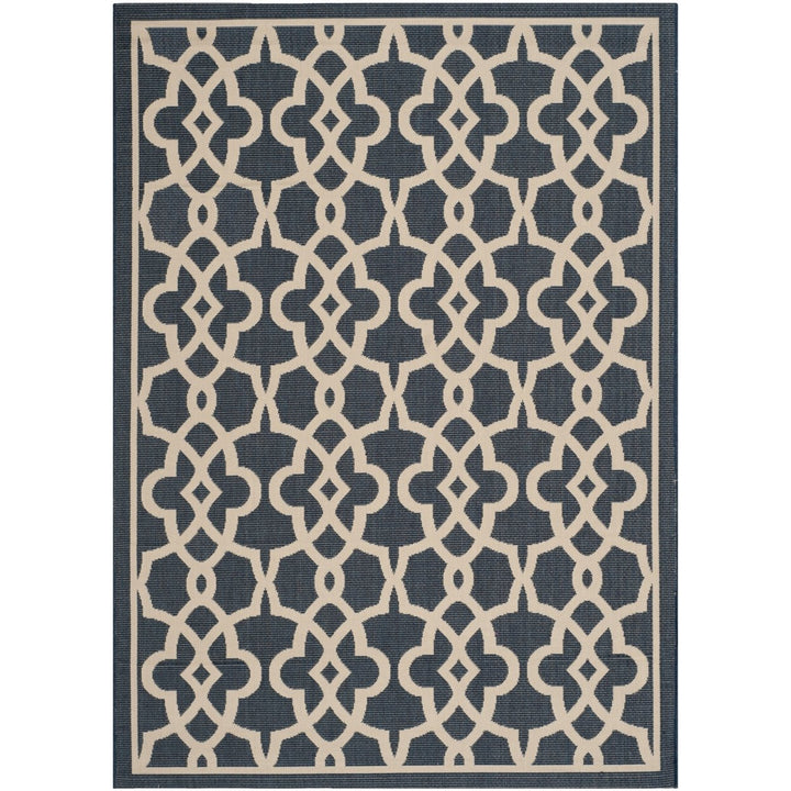 SAFAVIEH Indoor Outdoor CY6071-268 Courtyard Navy / Beige Rug Image 1