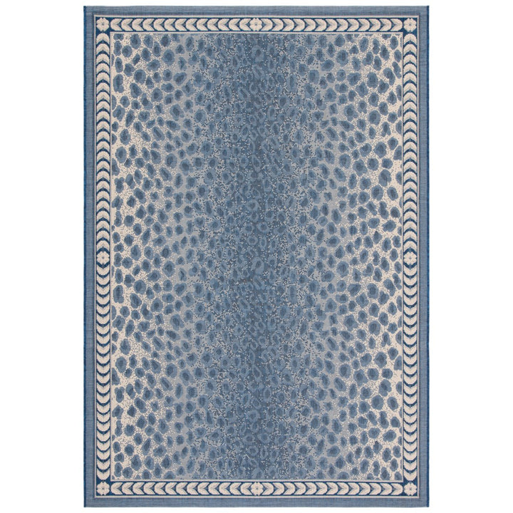 SAFAVIEH Outdoor CY6100-25812 Courtyard Navy / Beige Rug Image 1