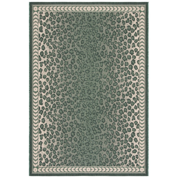 SAFAVIEH Outdoor CY6100-32212 Courtyard Dark Green / Ivory Rug Image 1