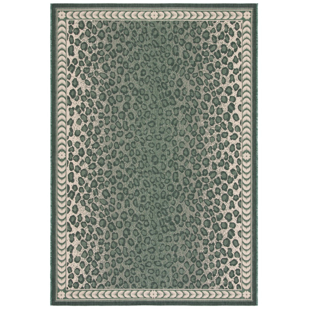 SAFAVIEH Outdoor CY6100-32212 Courtyard Dark Green / Ivory Rug Image 1