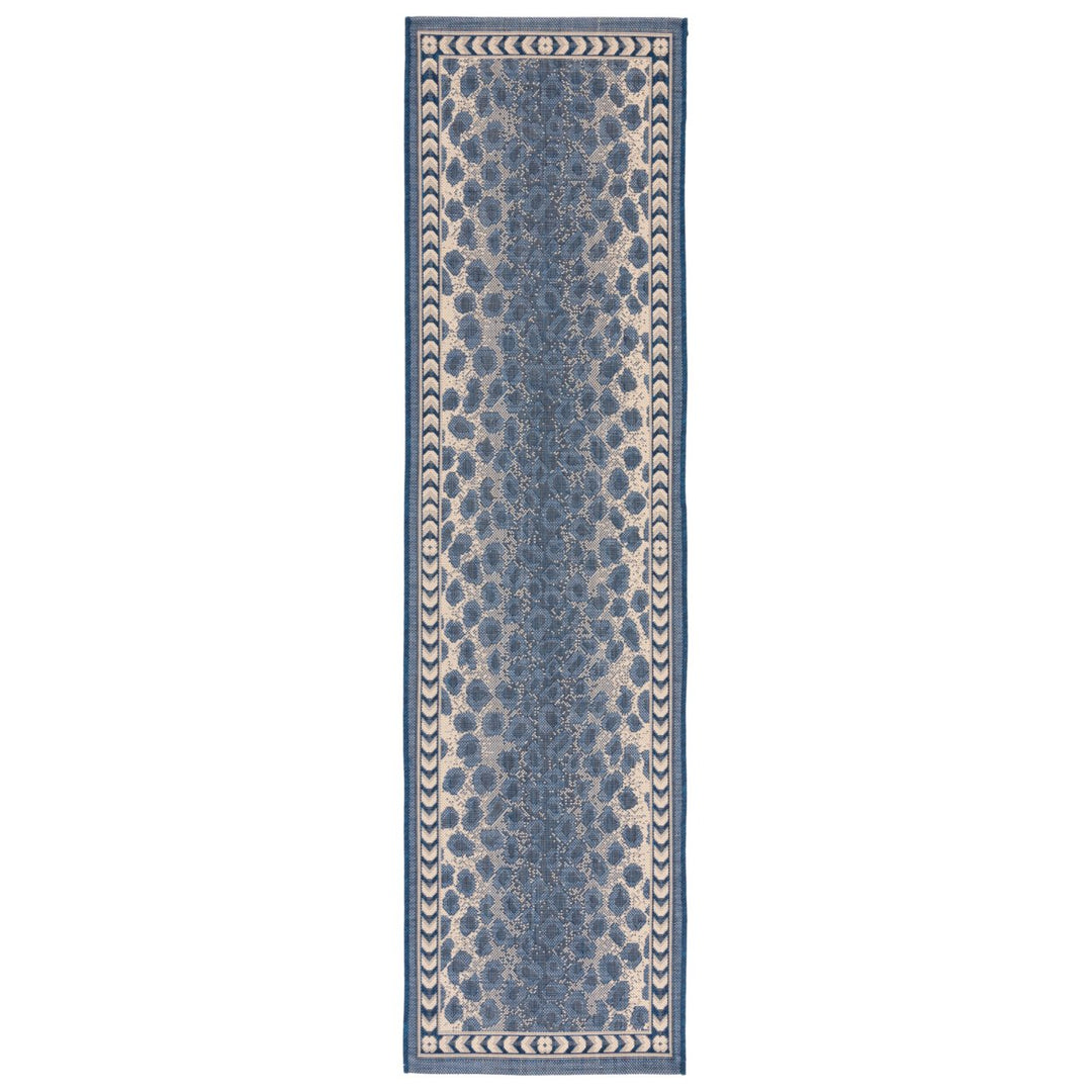 SAFAVIEH Outdoor CY6100-25812 Courtyard Navy / Beige Rug Image 1