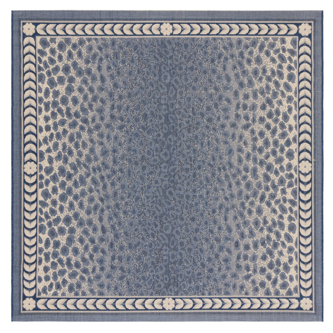 SAFAVIEH Outdoor CY6100-25812 Courtyard Navy / Beige Rug Image 1