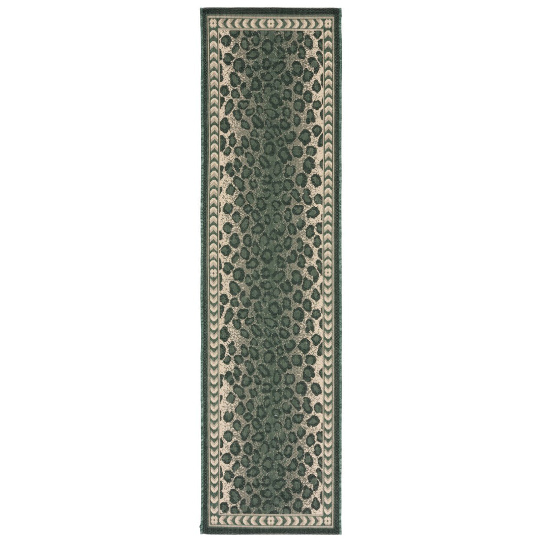 SAFAVIEH Outdoor CY6100-32212 Courtyard Dark Green / Ivory Rug Image 1