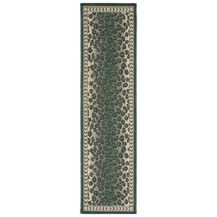 SAFAVIEH Outdoor CY6100-32212 Courtyard Dark Green / Ivory Rug Image 1