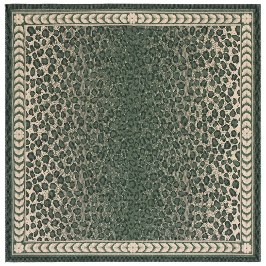 SAFAVIEH Outdoor CY6100-32212 Courtyard Dark Green / Ivory Rug Image 1