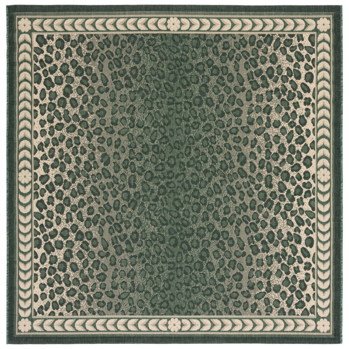 SAFAVIEH Outdoor CY6100-32212 Courtyard Dark Green / Ivory Rug Image 1