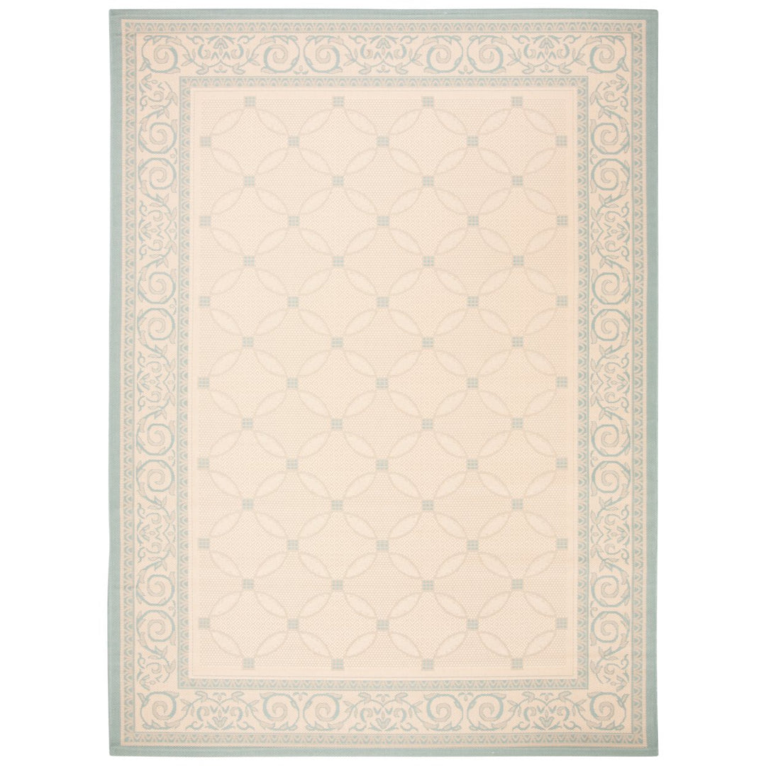 SAFAVIEH Indoor Outdoor CY6107-15 Courtyard Cream / Aqua Rug Image 1