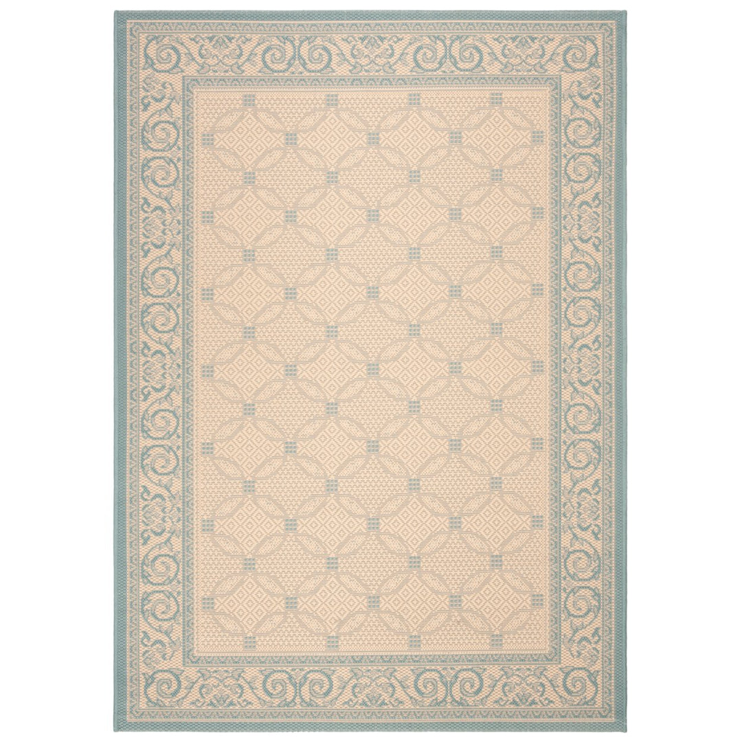 SAFAVIEH Indoor Outdoor CY6107-15 Courtyard Cream / Aqua Rug Image 1