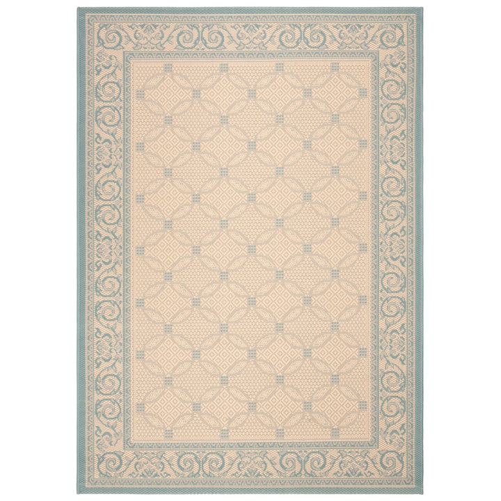 SAFAVIEH Indoor Outdoor CY6107-15 Courtyard Cream / Aqua Rug Image 1