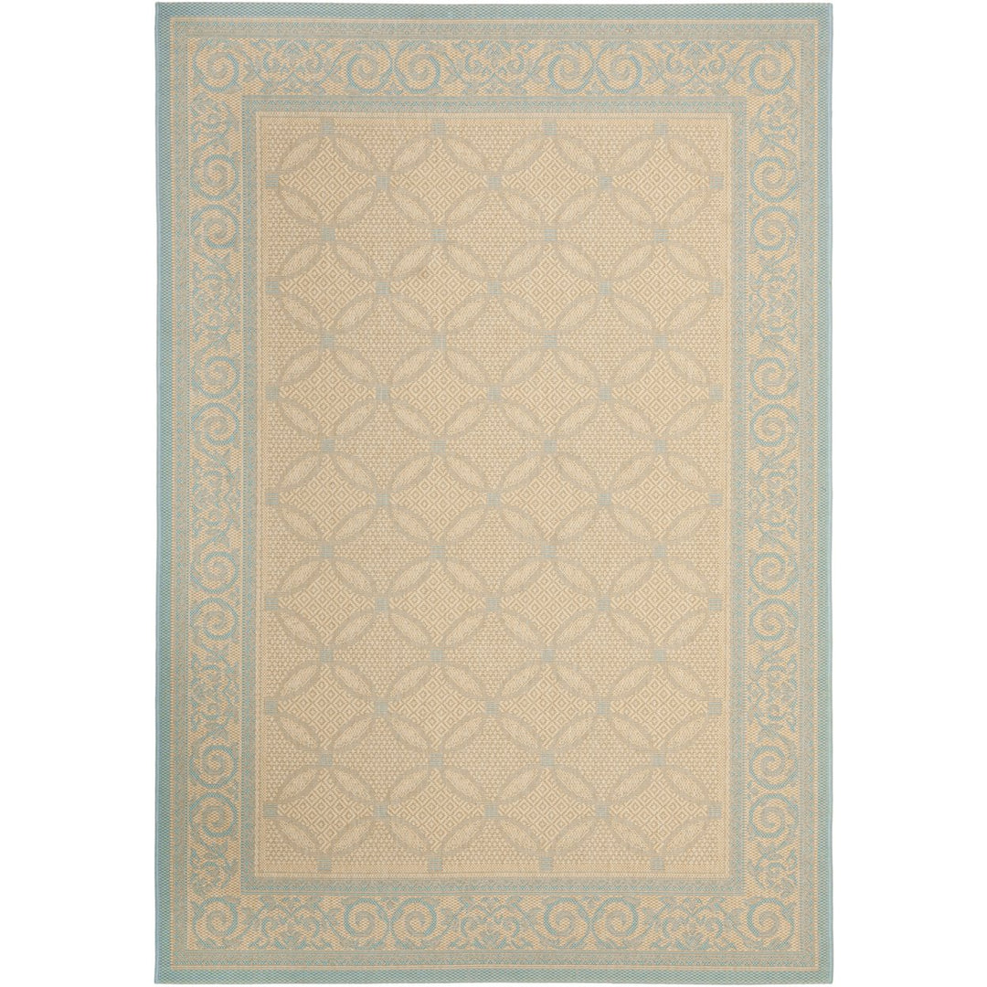 SAFAVIEH Indoor Outdoor CY6107-15 Courtyard Cream / Aqua Rug Image 1