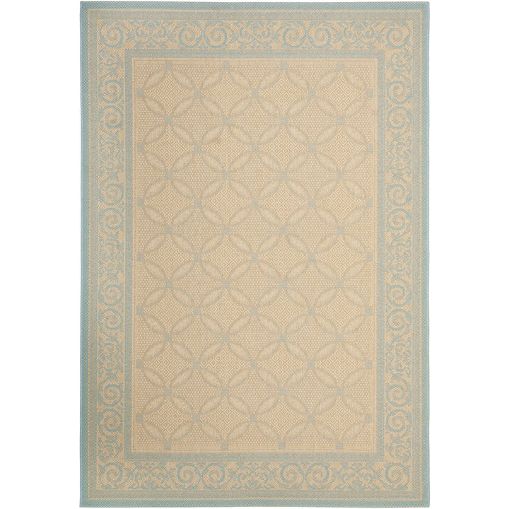 SAFAVIEH Indoor Outdoor CY6107-15 Courtyard Cream / Aqua Rug Image 1