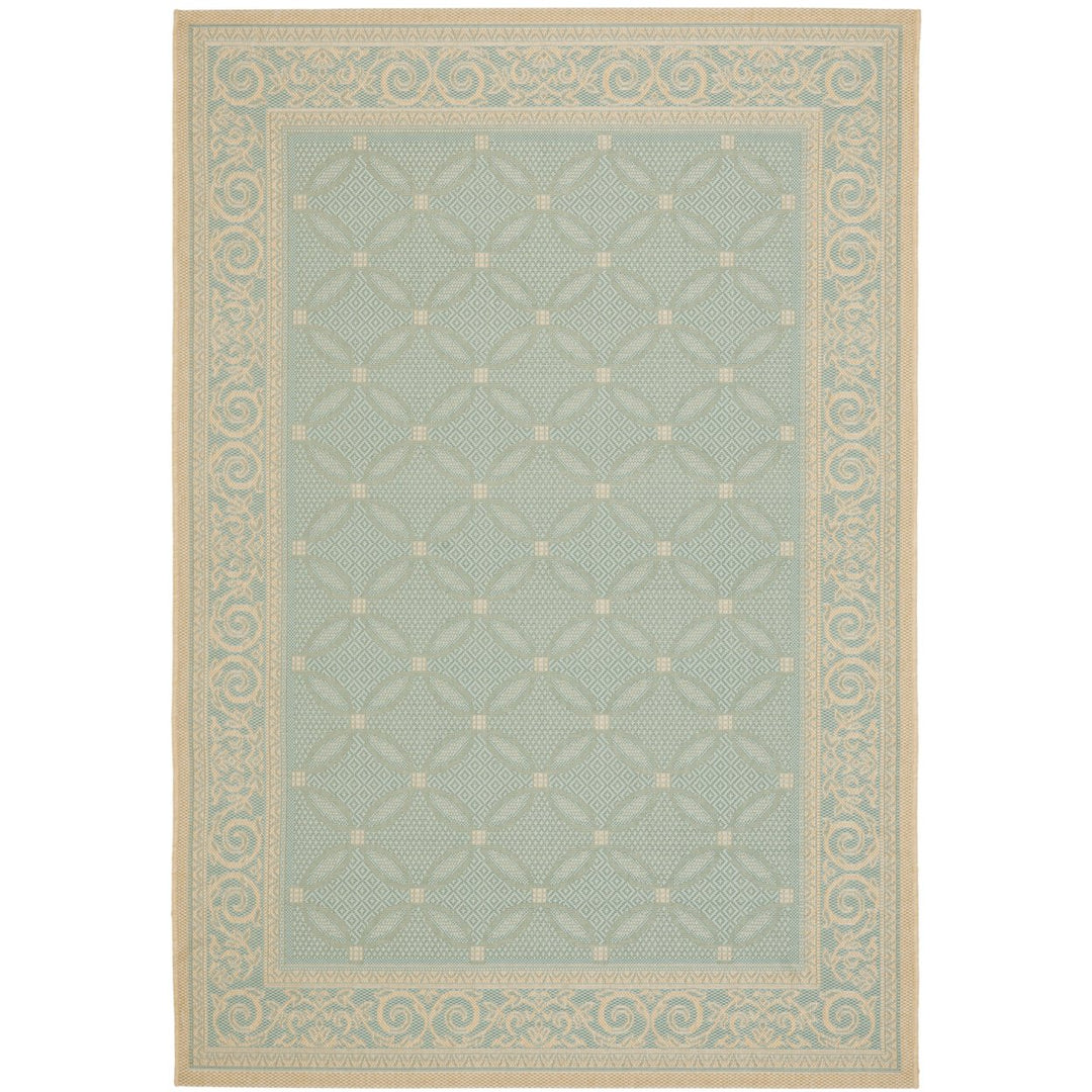 SAFAVIEH Indoor Outdoor CY6107-25 Courtyard Aqua / Cream Rug Image 1