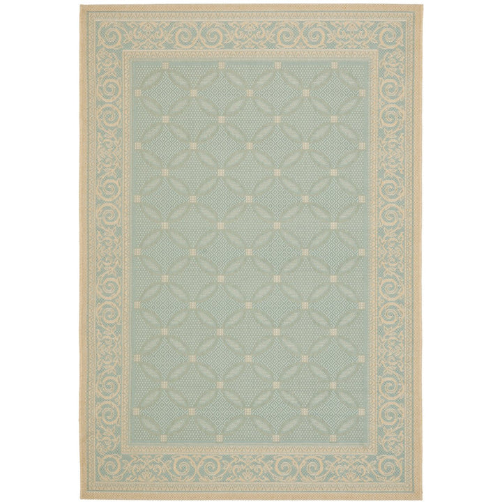 SAFAVIEH Indoor Outdoor CY6107-25 Courtyard Aqua / Cream Rug Image 1