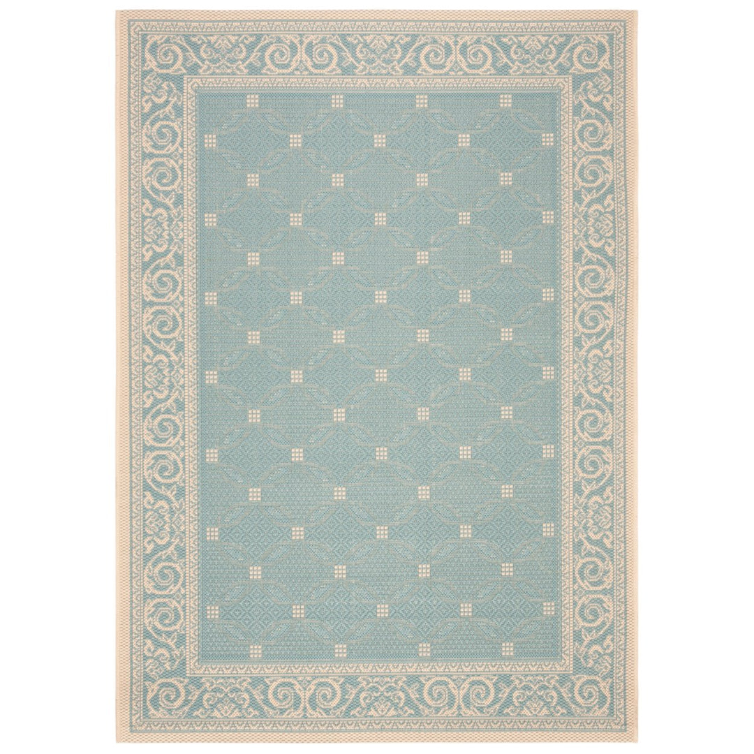 SAFAVIEH Indoor Outdoor CY6107-25 Courtyard Aqua / Cream Rug Image 1