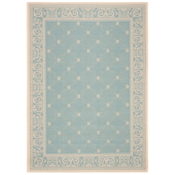 SAFAVIEH Indoor Outdoor CY6107-25 Courtyard Aqua / Cream Rug Image 1