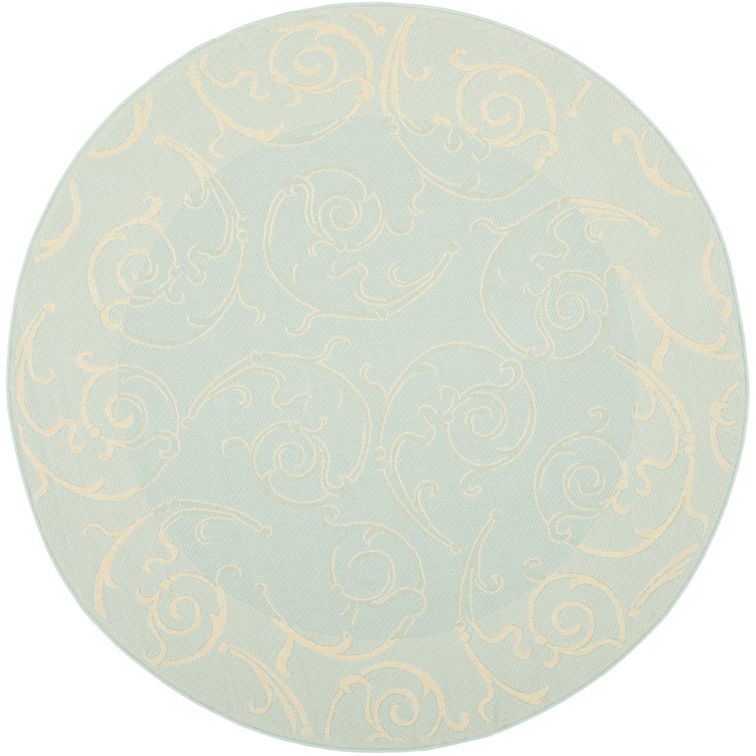 SAFAVIEH Indoor Outdoor CY6108-25 Courtyard Aqua / Cream Rug Image 1