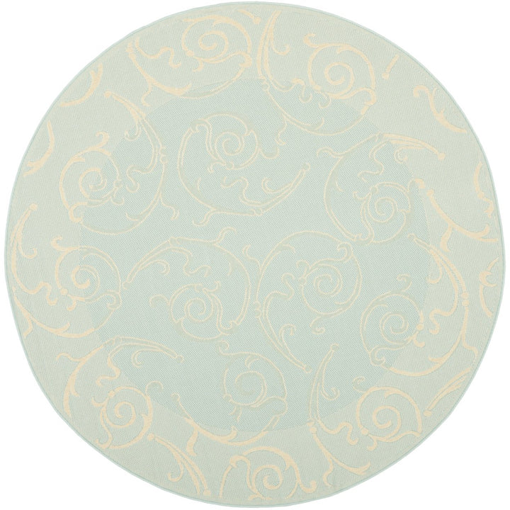 SAFAVIEH Indoor Outdoor CY6108-25 Courtyard Aqua / Cream Rug Image 1