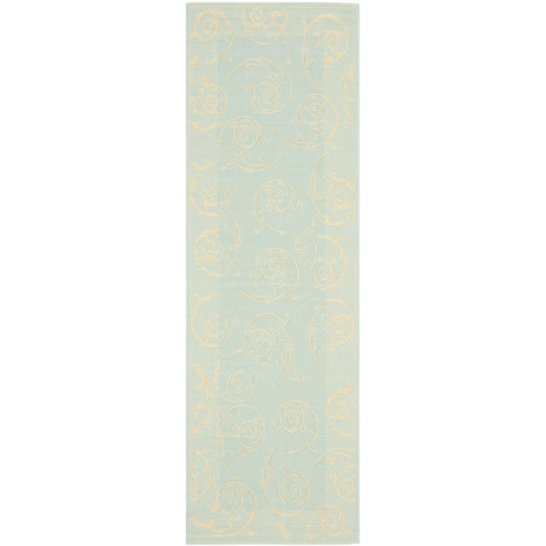 SAFAVIEH Indoor Outdoor CY6108-25 Courtyard Aqua / Cream Rug Image 1