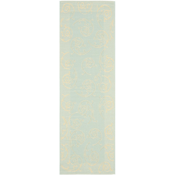 SAFAVIEH Indoor Outdoor CY6108-25 Courtyard Aqua / Cream Rug Image 1