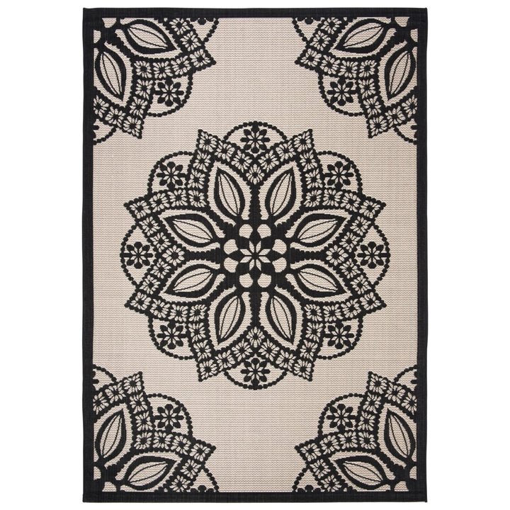 SAFAVIEH Indoor Outdoor CY6139-256 Courtyard Beige / Black Rug Image 3