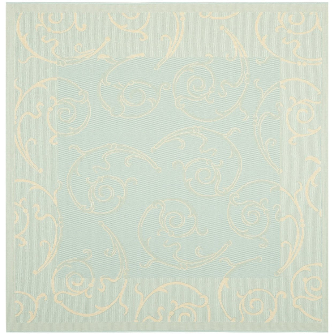 SAFAVIEH Indoor Outdoor CY6108-25 Courtyard Aqua / Cream Rug Image 1