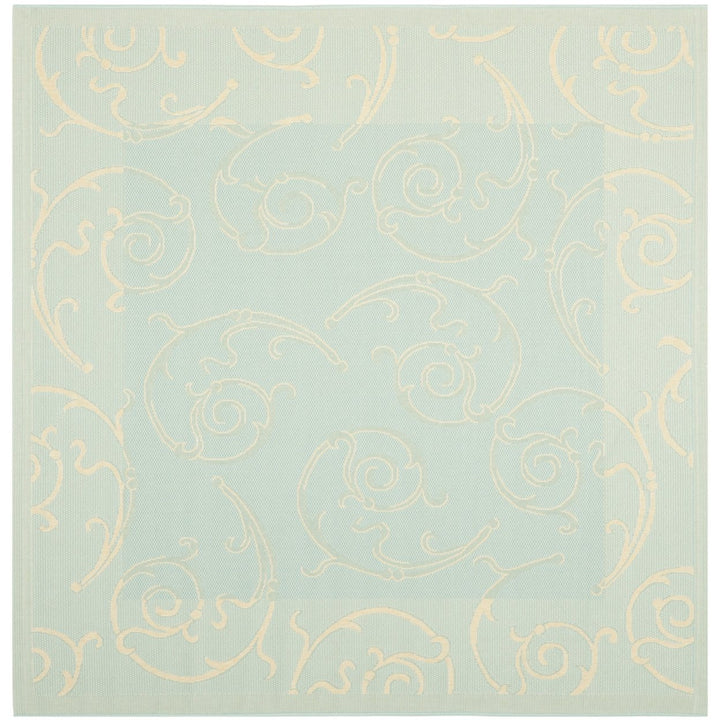 SAFAVIEH Indoor Outdoor CY6108-25 Courtyard Aqua / Cream Rug Image 1