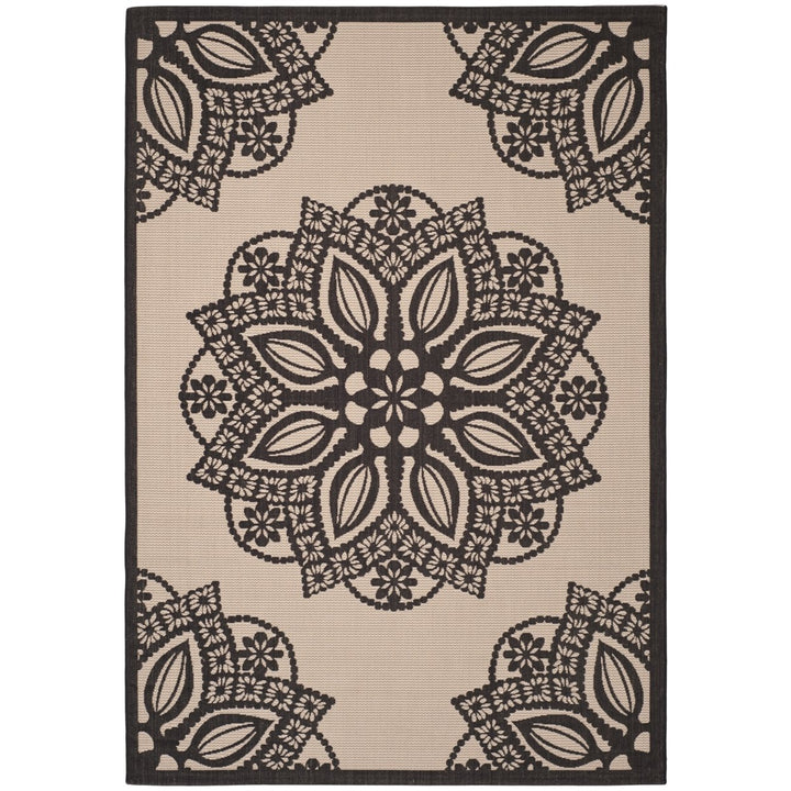 SAFAVIEH Indoor Outdoor CY6139-256 Courtyard Beige / Black Rug Image 4