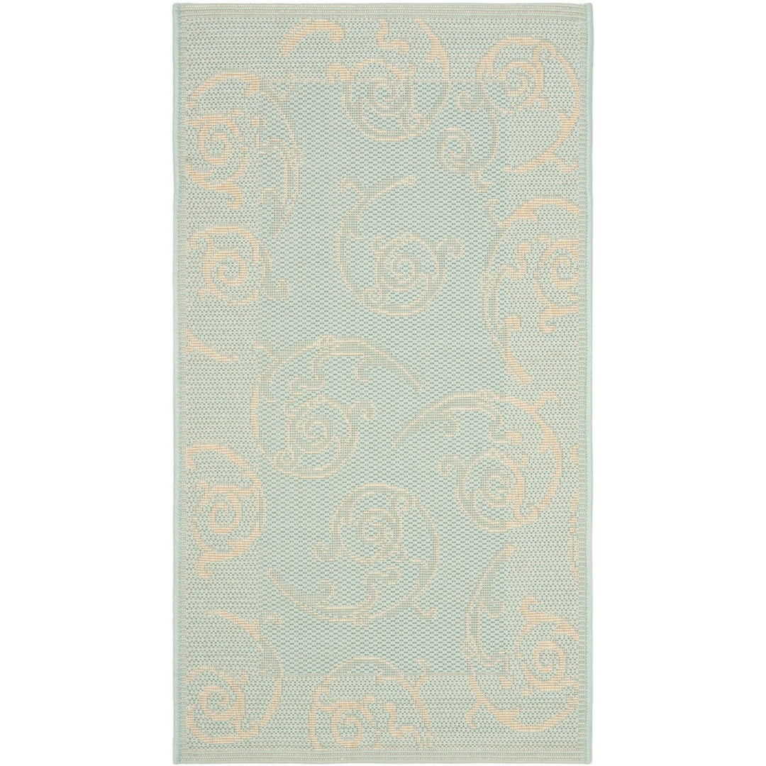 SAFAVIEH Indoor Outdoor CY6108-25 Courtyard Aqua / Cream Rug Image 1