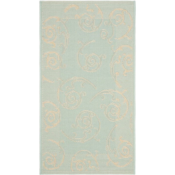 SAFAVIEH Indoor Outdoor CY6108-25 Courtyard Aqua / Cream Rug Image 1