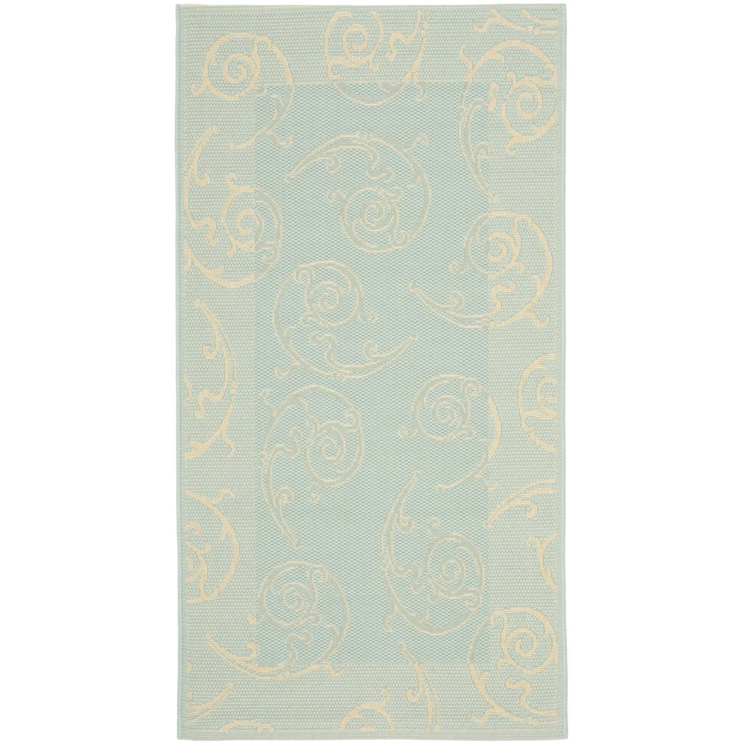 SAFAVIEH Indoor Outdoor CY6108-25 Courtyard Aqua / Cream Rug Image 1