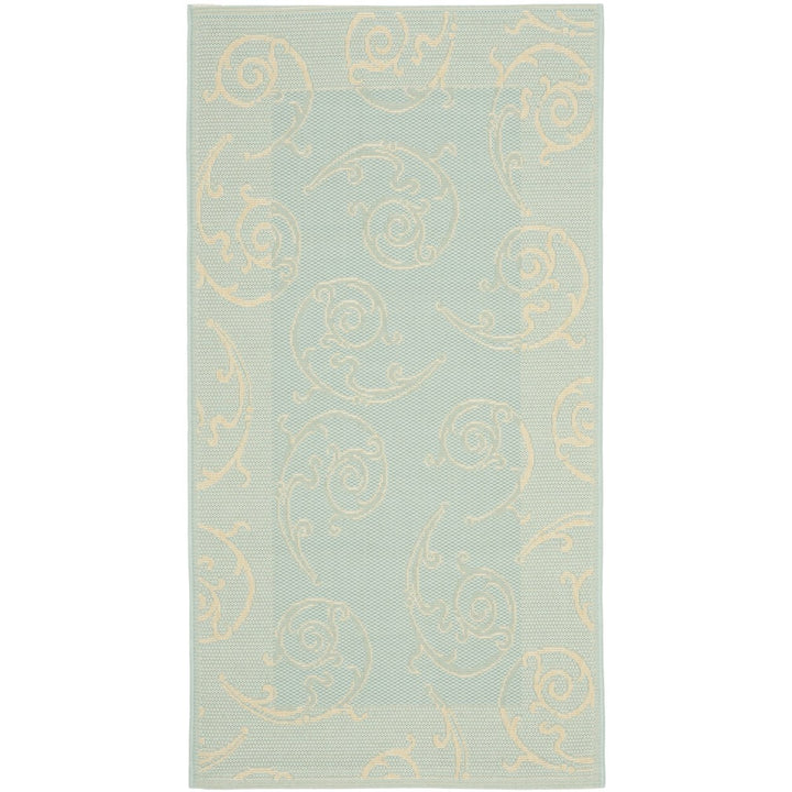 SAFAVIEH Indoor Outdoor CY6108-25 Courtyard Aqua / Cream Rug Image 1