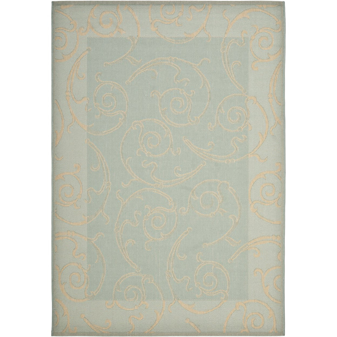 SAFAVIEH Indoor Outdoor CY6108-25 Courtyard Aqua / Cream Rug Image 1