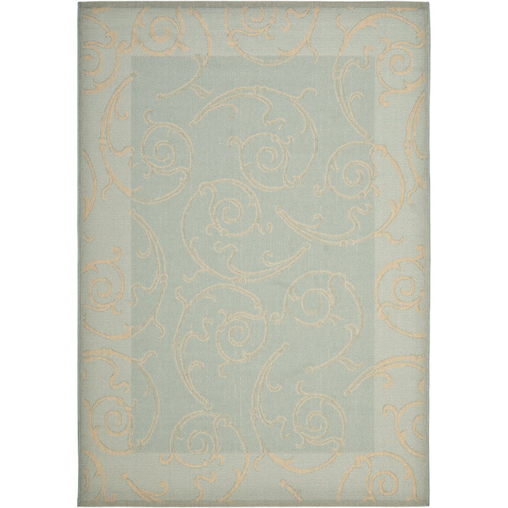 SAFAVIEH Indoor Outdoor CY6108-25 Courtyard Aqua / Cream Rug Image 1