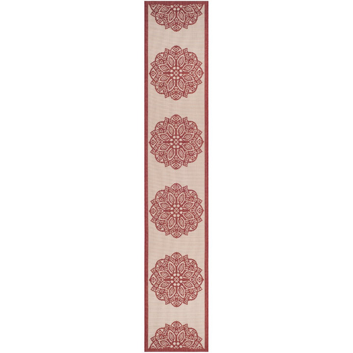 SAFAVIEH Outdoor CY6139-238 Courtyard Beige / Red Rug Image 1